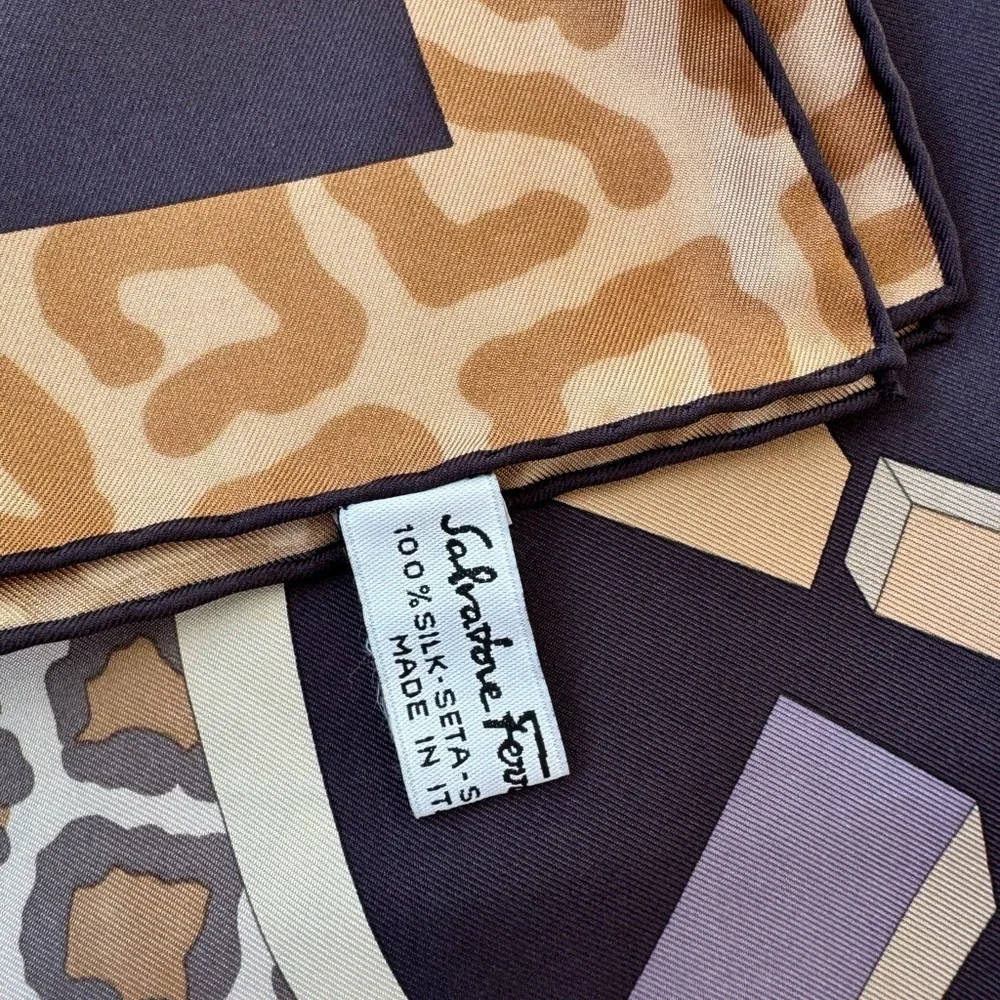 Salvatore Ferragamo Gancini Leopard Cheetah Print Scarf